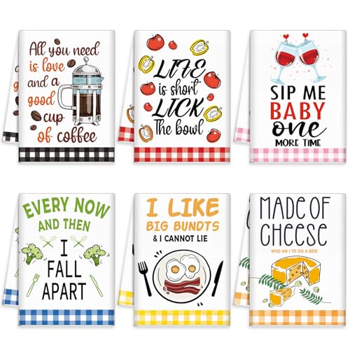 6 Pcs Funny Kitchen Towels with Sayings (Wacky)