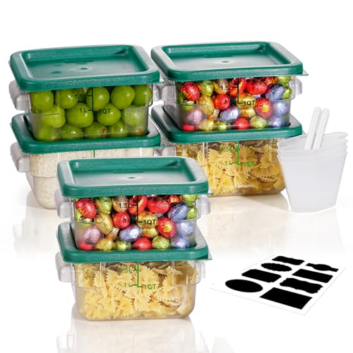 2QT 6PCS NSF Commercial Clear Food Storage Containers with Lids (E2-2QT-6PCS-GREEN)