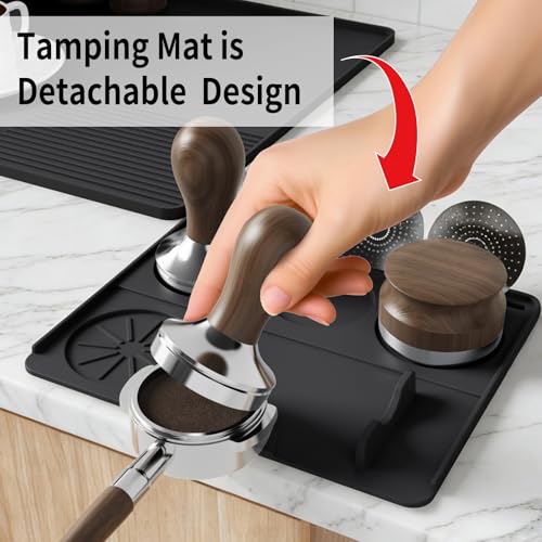 24"x16" Coffee Bar Mat Dish Drying Mat Coffee Maker Mat for Kitchen Counter with Tamping Mat (Silicone Coffee Mat 24x16)