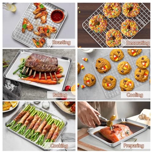 12.5+9 Inch Toaster Oven Pan Tray with Wire Rack (12.5 + 9 Inch)