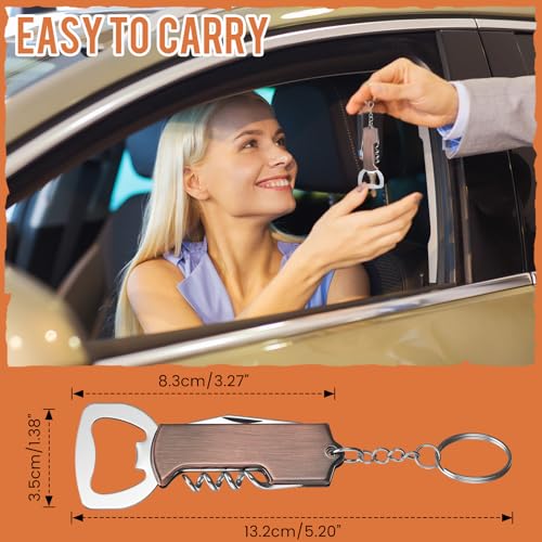 24 Pcs Wine Bottle Opener Keychains Bulk (Red Bronze Color)
