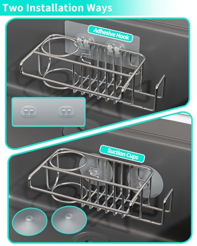 Sink Caddy Sponge Holder (Silver (2-pack))