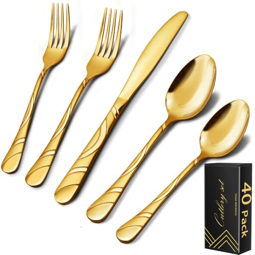 40 Piece Gold Silverware Set for 8 (Gold / 40 Pieces)