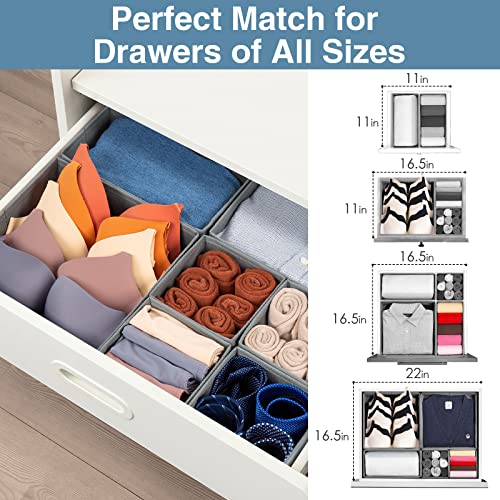 Drawer Organizer Clothes (Grey / 8 Pack)