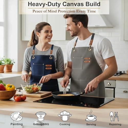 Aprons for Men Women with 3 Pockets (Charcoal Grey)