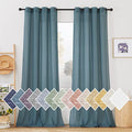 Sheer Linen Curtains 96 inch Long 2 Panels Set (52"W x 96"L (Pack of 2) / Smoke Blue)