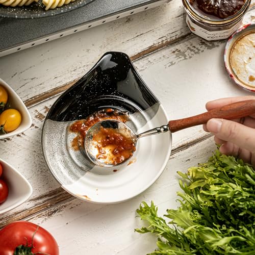 Large Ceramic Spoon Rest for Stove Top and Kitchen Counter (Gradient Black)