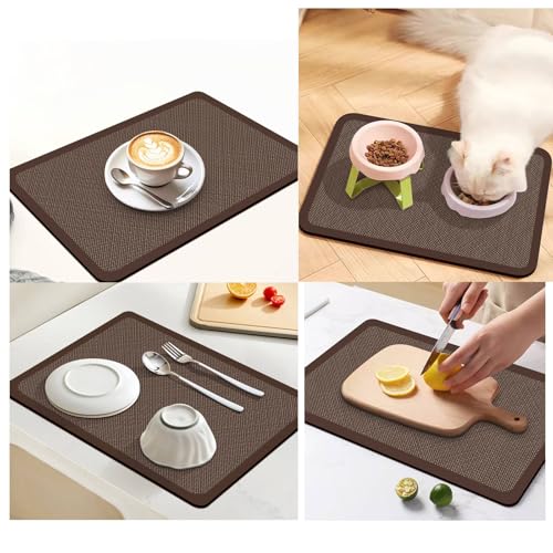 Dish Drying Mat for Kitchen Counter (Brown - Style / 12" x 19")