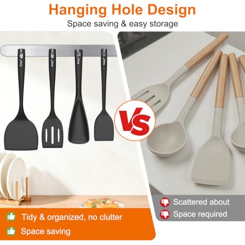 4 Pack Silicone Spatula Set (Black)