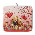 Valentines Day Dish Drying Mat Bear Lover Absorbent Kitchen Drying Mats for Countertops 18 X 16 (Red Bear Lover / 18" x 16")