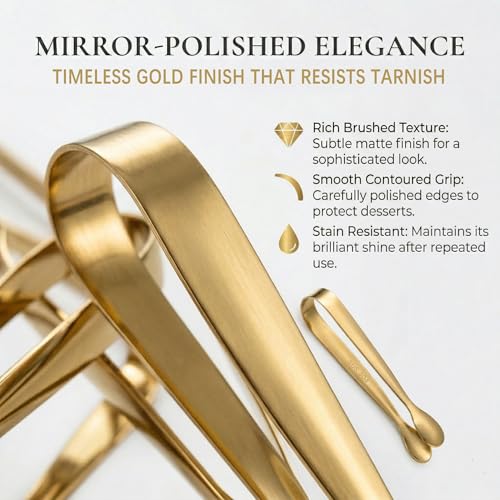 6 Piece Gold Mini Serving Tongs