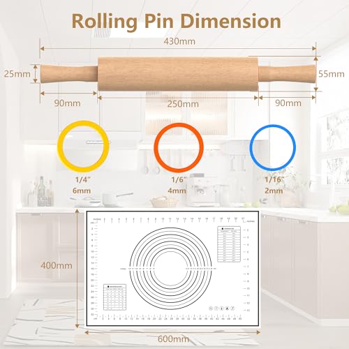 Rolling Pin with Handles (Beige)