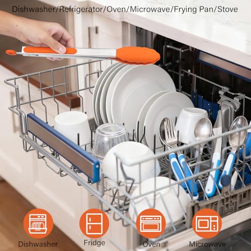 2 Pack Silicone Kitchen Tongs (Orang / 9+12inch)