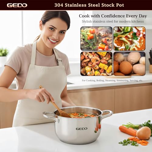 Stainless Steel Stock Pot with Glass Lid (5.3 Quarts)