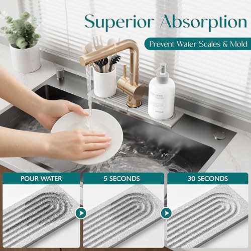 Stone Faucet Mat for Kitchen Sink (Stone / 15.7" x 3.9")