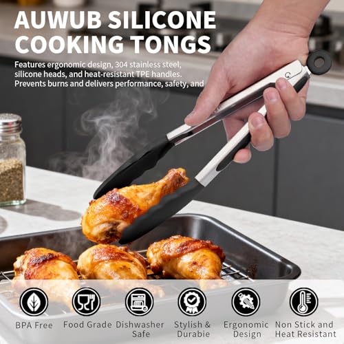 9 Inch Kitchen Tongs (Black / 9inch)