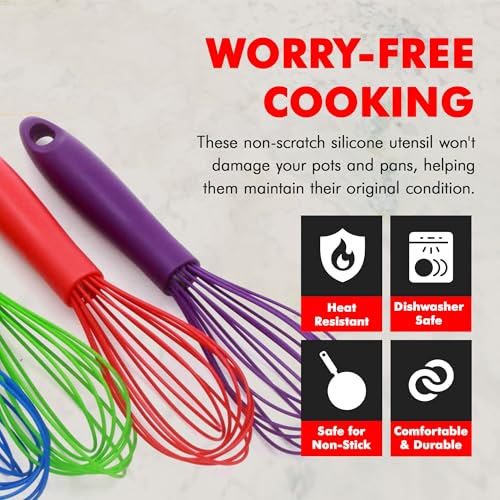 Premium Silicone Wire Cooking Whisk (Black / 10.5 inch)