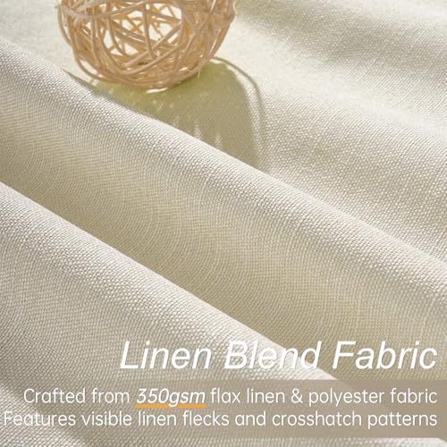 Cream White Linen Blackout Curtains 63 Inches Long 2 Panels for Small Window Natural Cream Boho Farmhouse Linen Blend Texture Insulated Hook Belt Back Tab Pocket Pleated Drapes (Cream / 52"W x 63"L (Pack of 2))