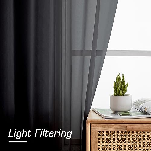 Black Sheer Curtains 90 Inches Long (Black / 42"W x 90"L (Pack of 2))