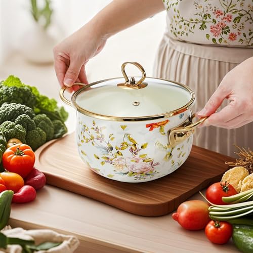 2.8 Quart Enamel Stockpot with Glass Lid