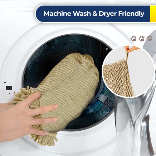 Doggy Dryer Highly Absorbent Microfiber Washable Dog Shammy Quick Drying Towel Absorber (31.5"L x 14"W / Beige)