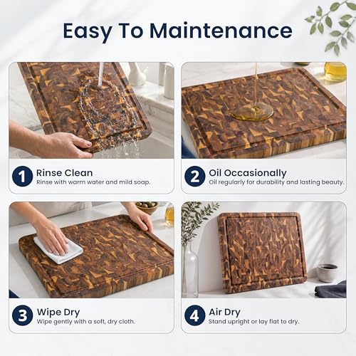 End Grain Acacia Wood Cutting Board 23x18x1.5 (Natural / 23"L x 18"W)