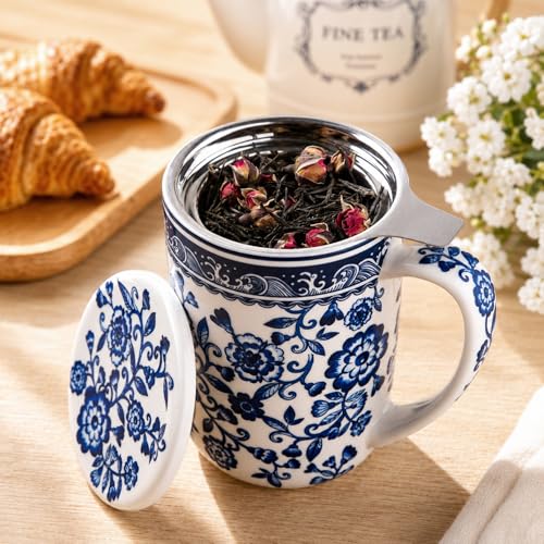 Tea Cup With Infuser and Lid (Peony)