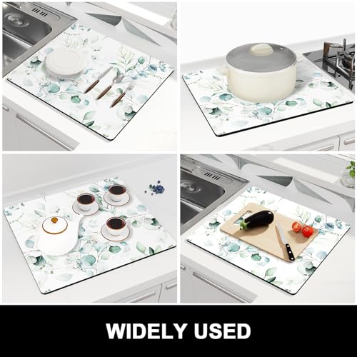 Dish Drying Mat for Kitchen Counter (Minimalism Leaves / 16" x 18")
