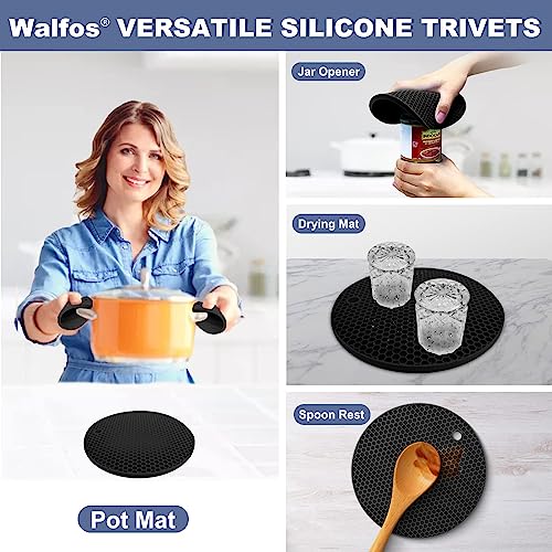 Silicone Trivet Mats (7.1+7in, 4 Green Round + Rectangle)