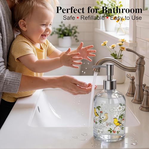 17oz Glass Soap Dispenser with Pump (Bird)