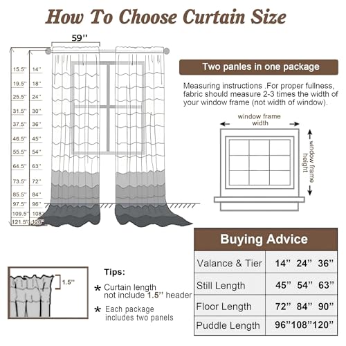 White Sheer Curtains 72 Inches Long 2 Panels for Living Room (White / 59"W x 72"L (Pack of 2))