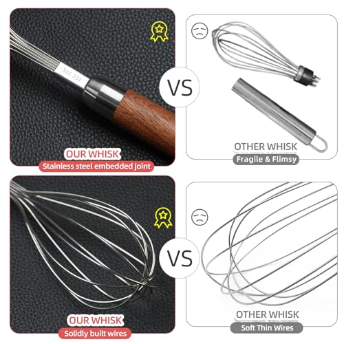 Stainless Steel Wire Whisk for Cooking (9"L x 1.8"W)