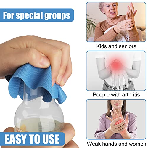 4pcs Jar Opener Gripper Pad for Seniors with Weak Hands (Light Blue Round+Purple Square)