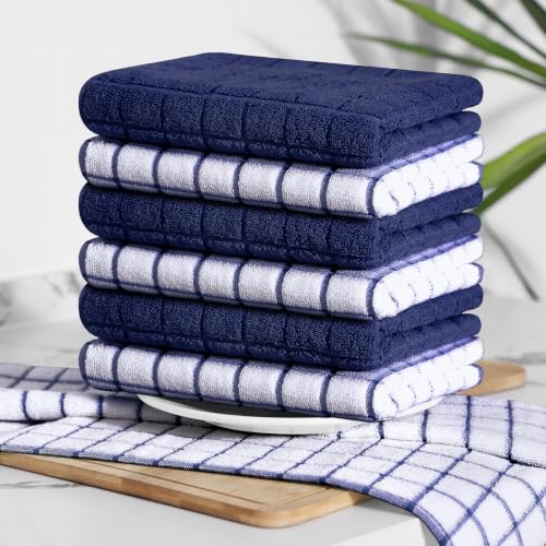 Large Premium Cotton Kitchen Towels 16"x 28" (Dusty Blue / 16" X 28" - 12 Pack)