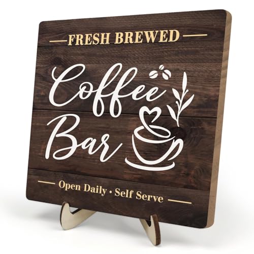 Coffee Bar Sign Plaque (Brown1 / 5.9 x 5.9 x 0.32 inches)