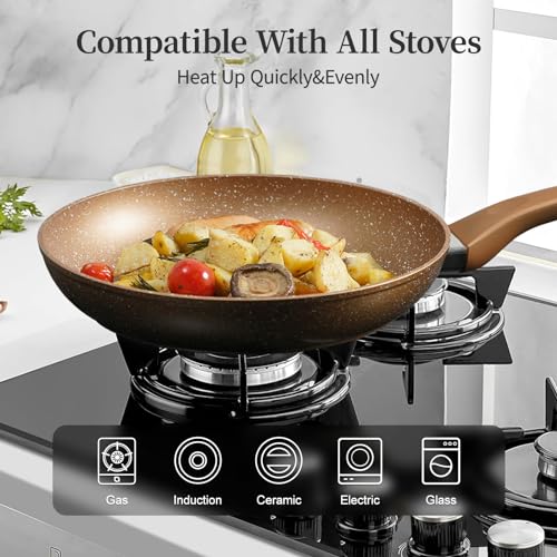 11 Inch Nonstick Frying Pan Small Egg Pan Skillet (11 Inch / Gold)