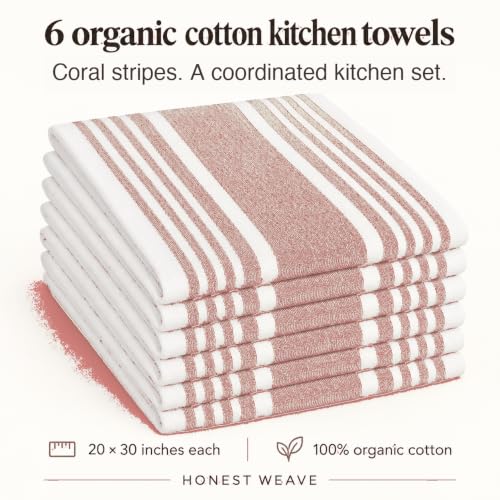Organic Cotton Kitchen Towels (Coral)