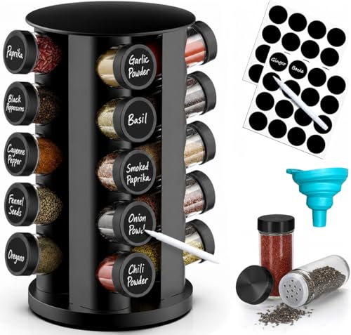Rotating Spice Rack Organizer for Cabinet (Black)