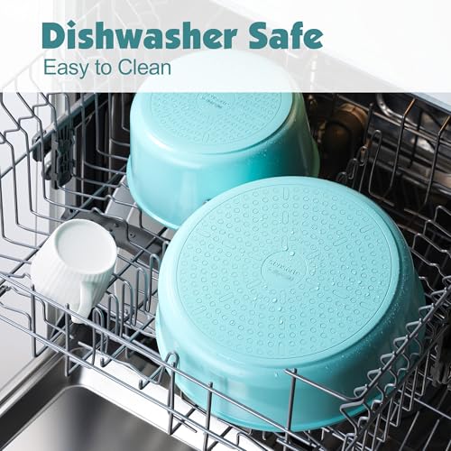 24 Piece Ceramic Detachable Handle Pots and Pans Set Turquoise (Turquoise / 24 Piece)