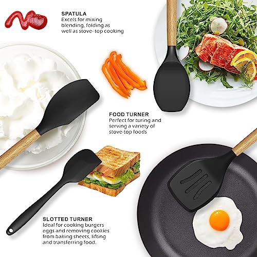 Silicone Cooking Utensils Set (Black)