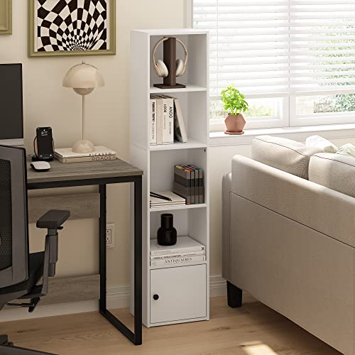 LUDER Book Shelf (White / 5-Cube with Cabinet)