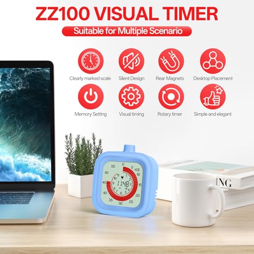 Digital Visual Timer for Kids 12hours Countdown countup Kitchen Timer Student Timer Gym Timer (White)