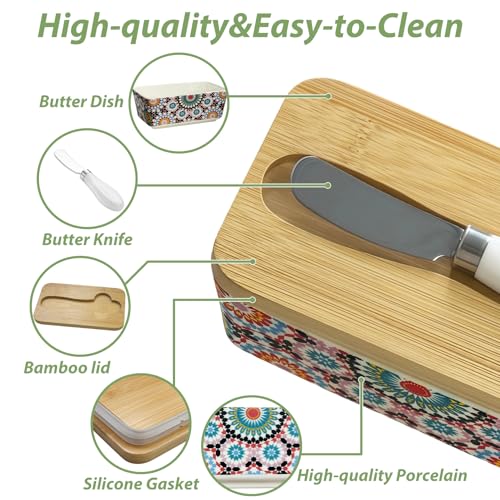 Vintage Ceramic Butter Dish with Lid (Retro-Standard size)