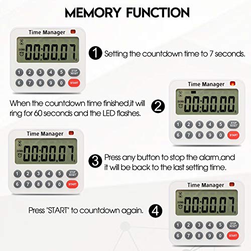 Magnetic Digital Kitchen Timer with Direct Numerical Keypad (Red-2)