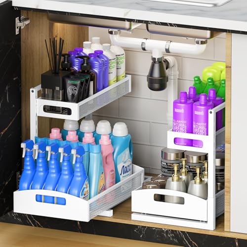 Metal Under Sink Organizer (white / Large-2 pack)