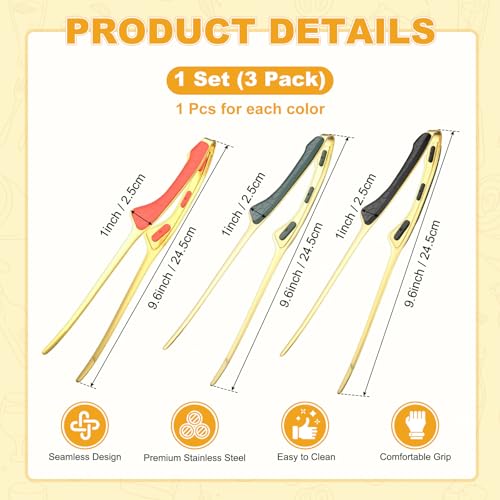 3 Pack Grill Tongs (Green, Red, Black)
