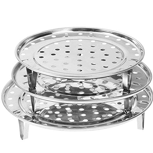 NRDBEEE Round Stainless Steel Rack 7.6" 8.5" 9.33" Inch Diameter Steaming Stand Canner Canning Racks Steamer Insert Stock Pot Steaming Tray Stand Pressure Cooker Cooking Toast Bread Salad