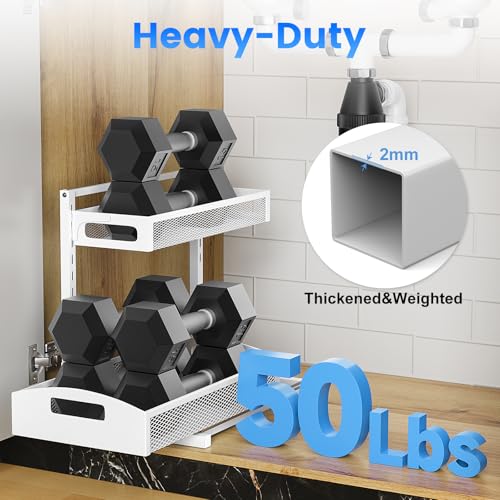 Metal Under Sink Organizer (white / Large-2 pack)