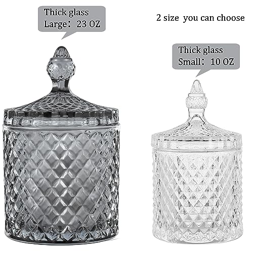 2 Pack Qtip Holder Apothecary Jars with Lid (23 oz (2 pack) / Grey)