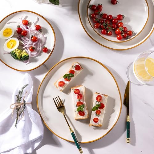 Ceramic Dinner Plates Set of 6 (Pearl White / 10.5 Inch)